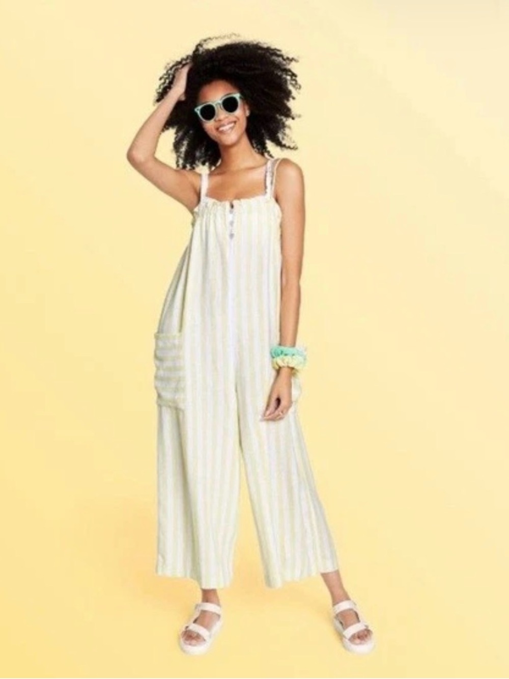 Stoney Clover Lane x Target Linen Blend Striped Wide Leg Jumpsuit Beach Sunny S